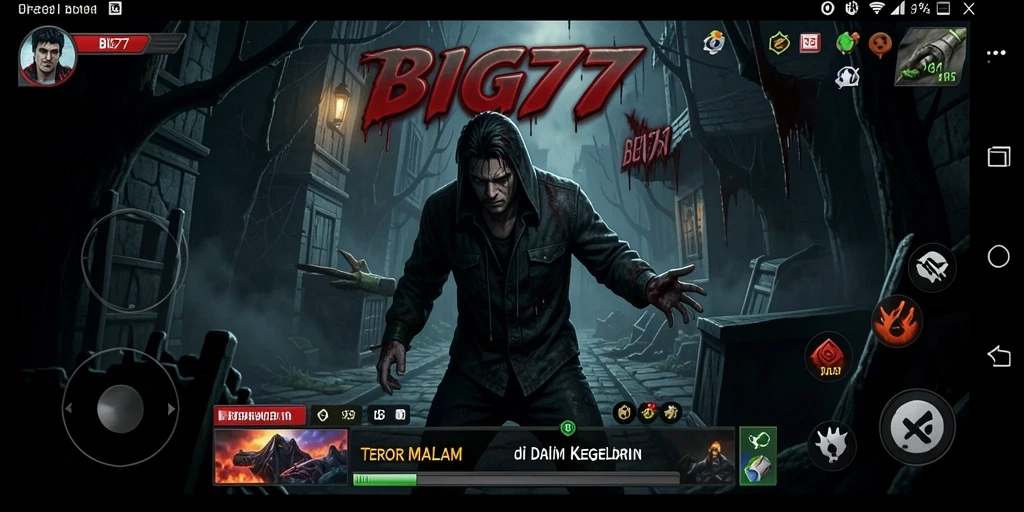 Tampilan gameplay <strong>BIG77</strong> yang menegangkan dan mencekam saat menjelajahi kegelapan.