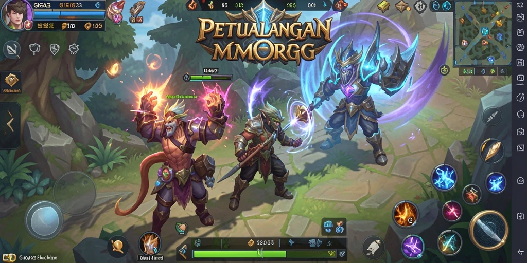 Tangkapan layar gameplay GIGA33 yang menampilkan petualangan epik dalam MMORPG.