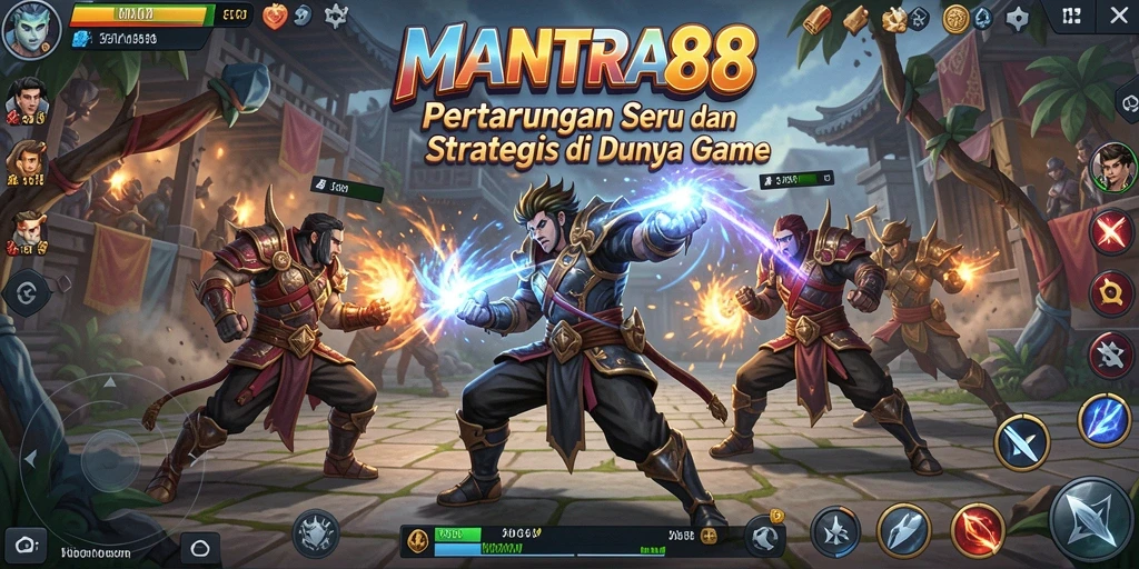 Tampilan gameplay seru di arena pertarungan MANTRA88.
