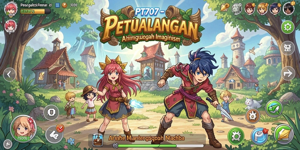 Screenshot gameplay PT707 yang menunjukkan aksi karakter Anime dalam pertempuran.