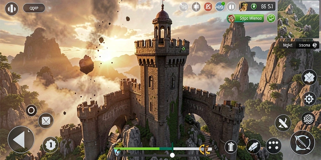 Screenshot gameplay QQRP yang menunjukkan strategi pertahanan menara.
