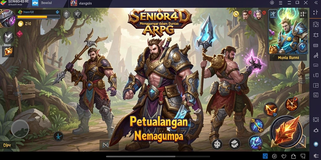 Screenshot dari gameplay SERU SENIOR4D dengan karakter beraksi.