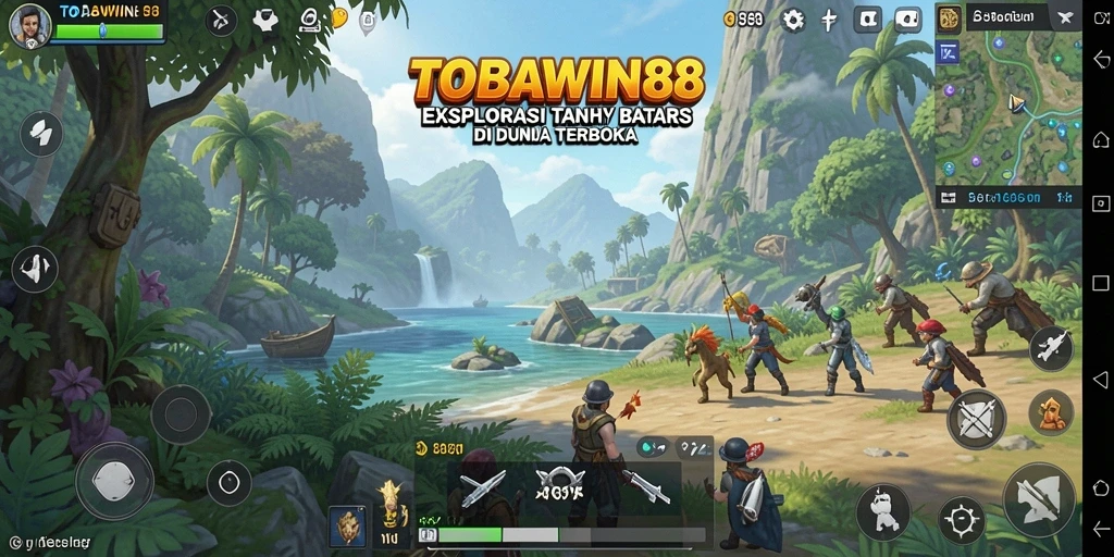 Screenshot TOBAWIN88 menampilkan pemain menjelajahi lingkungan Open World yang indah.