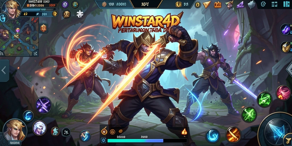 Screenshot dari gameplay seru WINSTAR4D dengan pertarungan epik antar karakter.